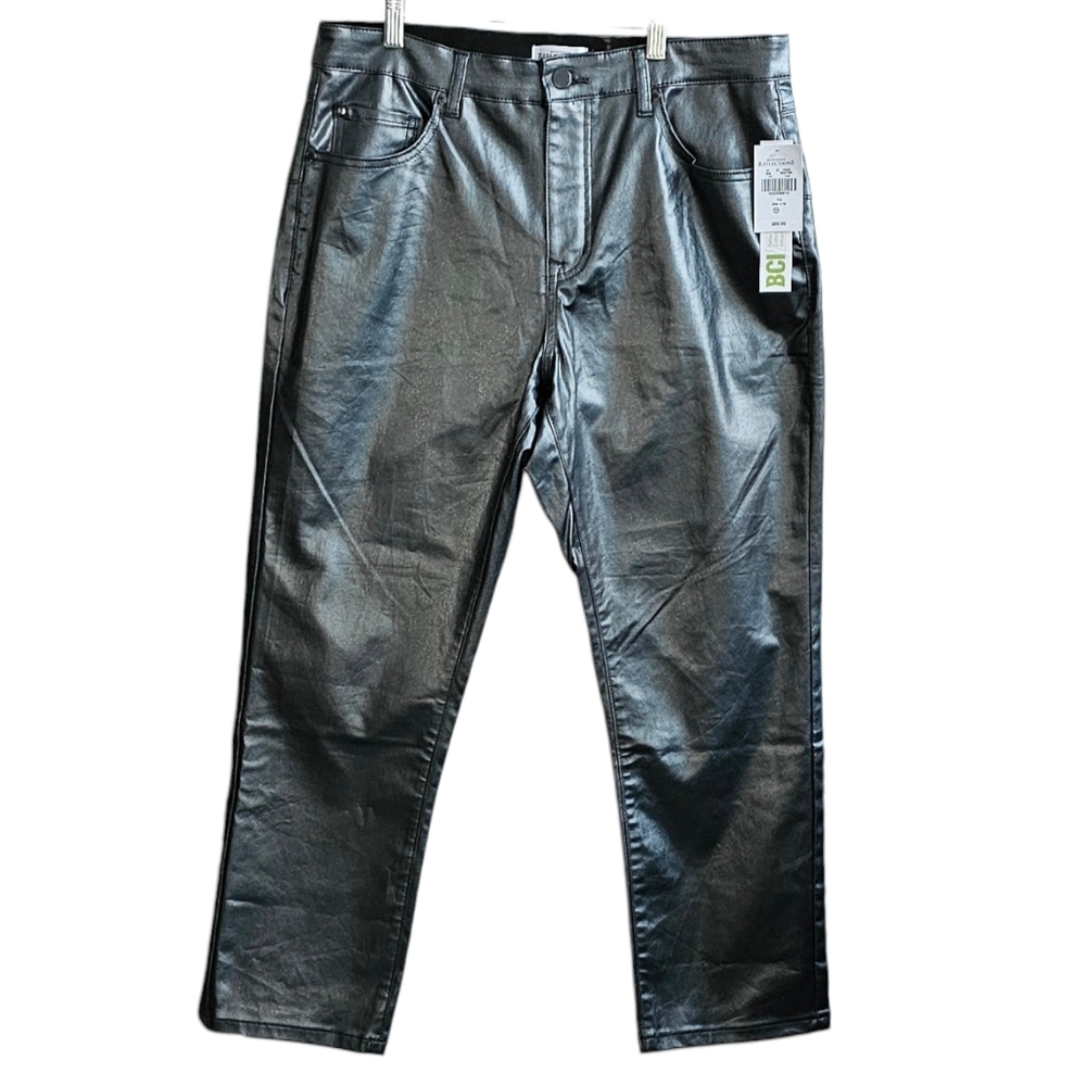 Northern Reflections Silver Metallic Straight Leg High Rise Jeans 35 waist